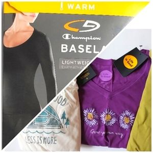 Life is Good Long Sleeve Shirts + Baselayer S gardening grilling